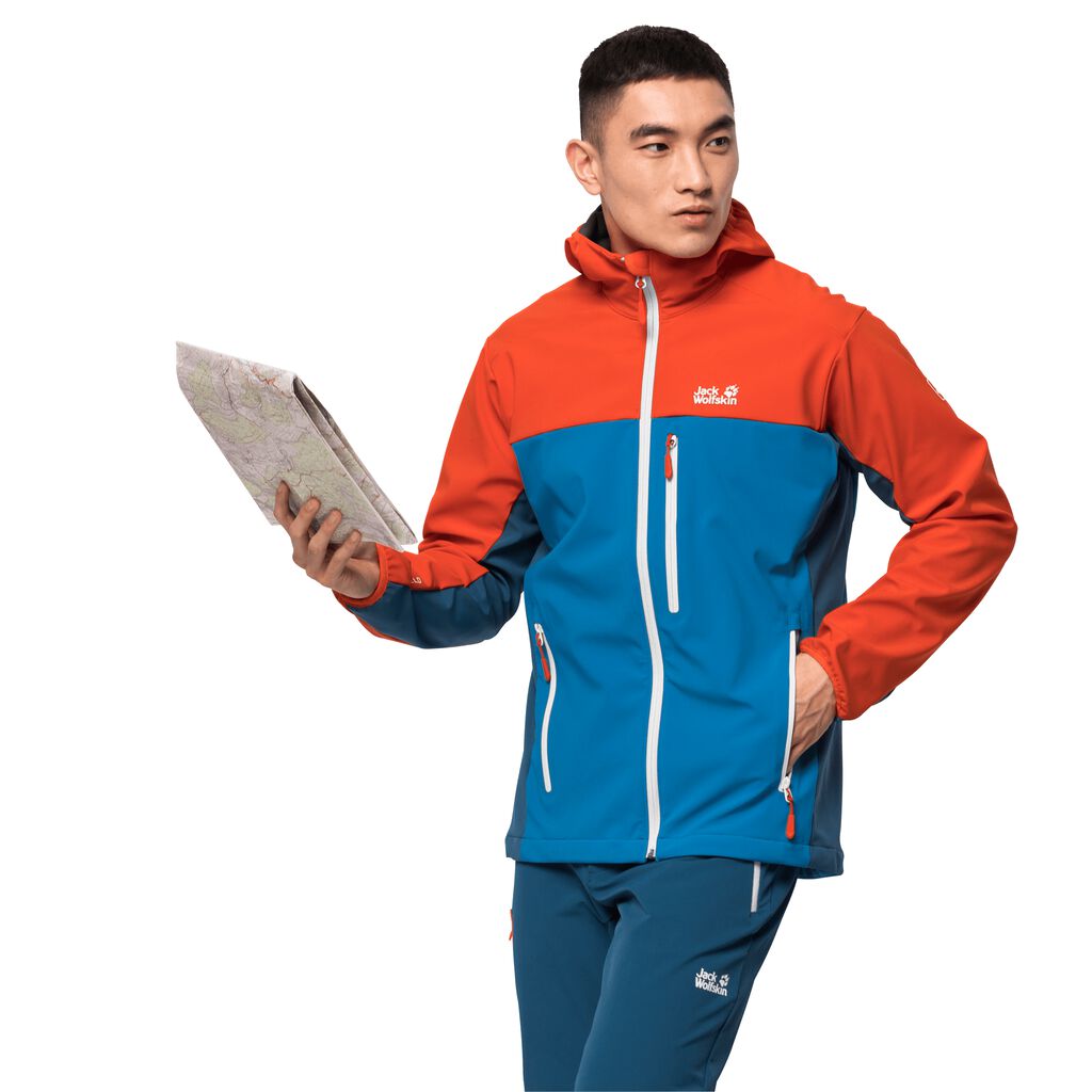 Jack Wolfskin EAGLE PEAK Férfi Softshell Kabát Kék - WKMCAF-691